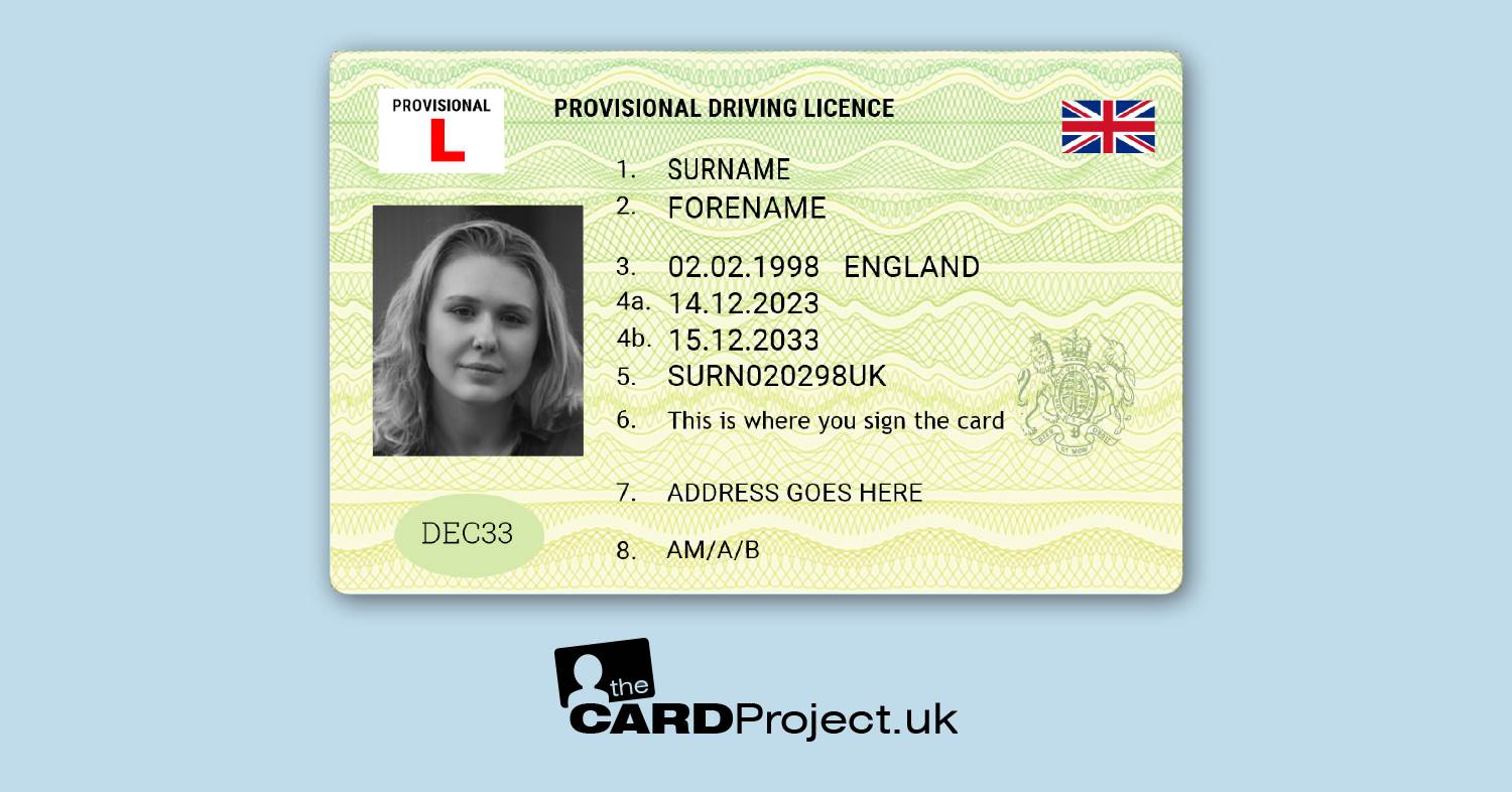 UK Provisional Drivers Licence (FRONT)